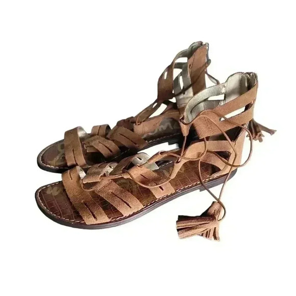 Sam Edelman Karine Tan Suede Gladiator Sandals With Tassels Size 9 - Picture 1 of 7